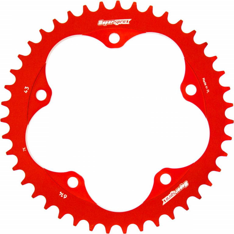 Rear ALU sprocket SUPERSPROX RAL-614:43-RED crven 43T, 525