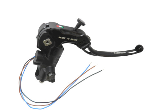 Ready to brake master cylinder ACCOSSATO CY090 PRS 19x17-18-19 with silver folding lever (nut + lever)