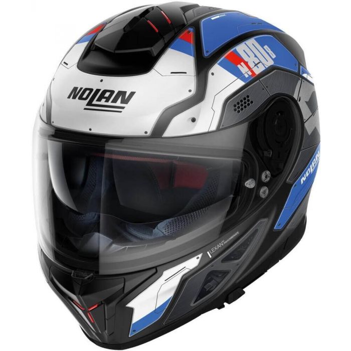 KACIGA-N80-8 STARSCREAM-XL-036 FLAT BLACK (WHITE - LIGHT BLUE - RED)-NOLAN GROUP