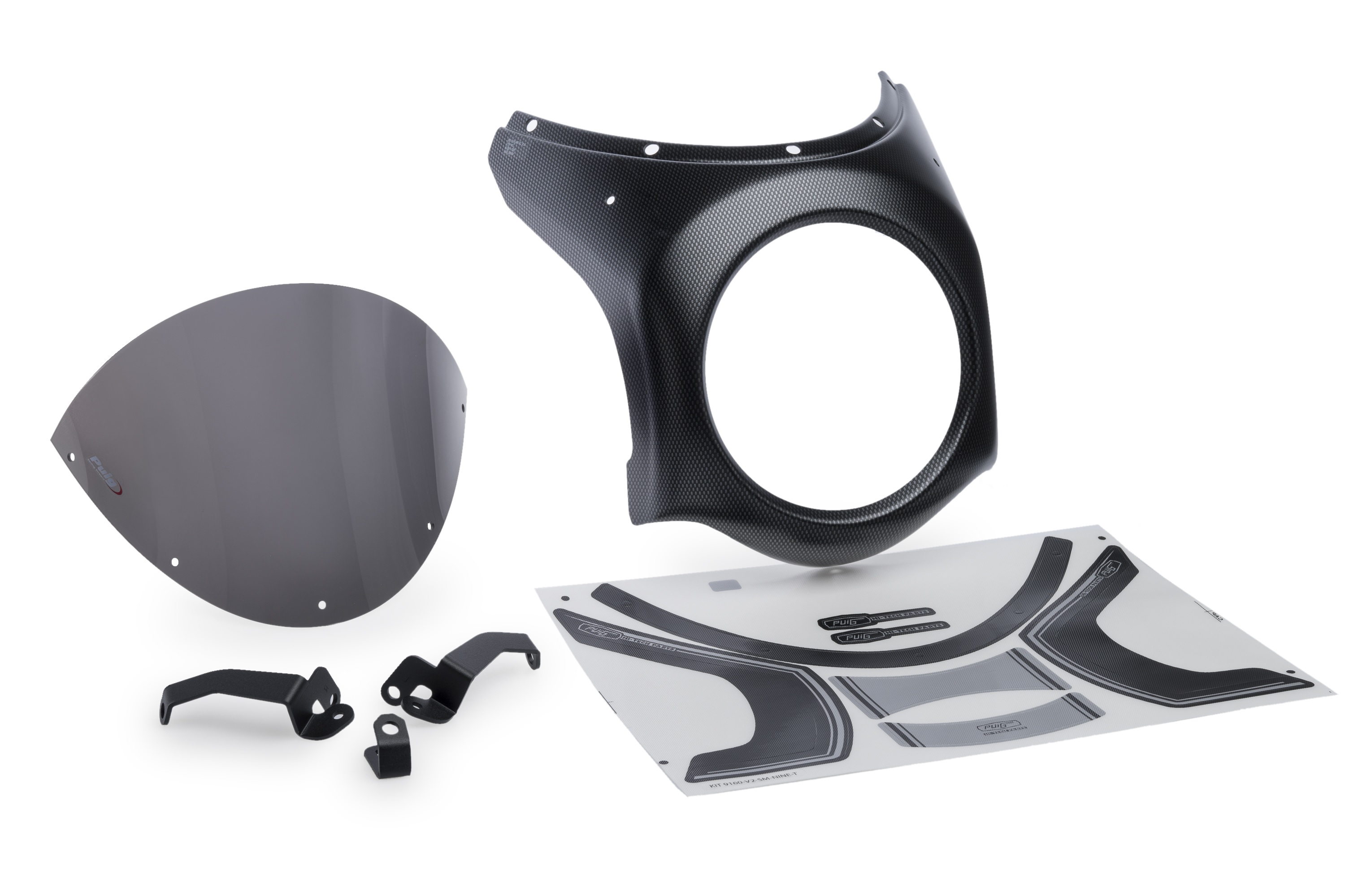 Semifairing PUIG RETRO 21962F dark smoke carbon liquid housing