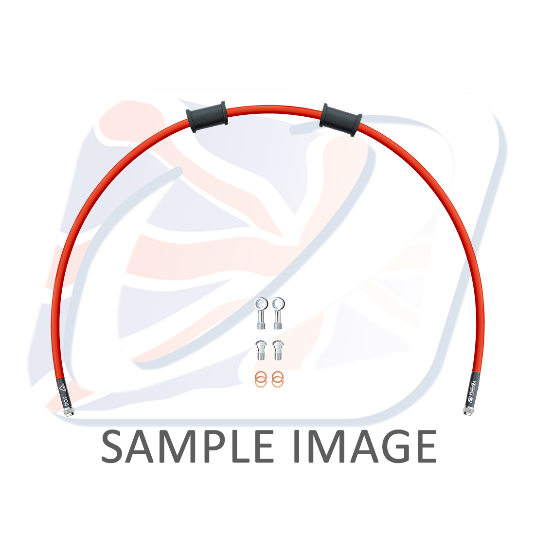 Rear brake hose kit Venhill POWERHOSEPLUS TRI-8003R-RD (1 hose in kit) Red hoses, chromed fittings