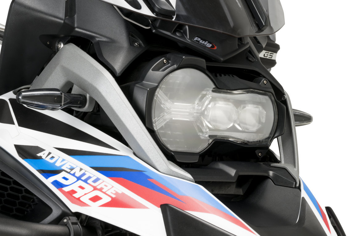Adhere headlight protector PUIG 21445W transparent for BMW R 1250 GS 2018-2023, BMW R 1250 GS Adventure 2018-2023