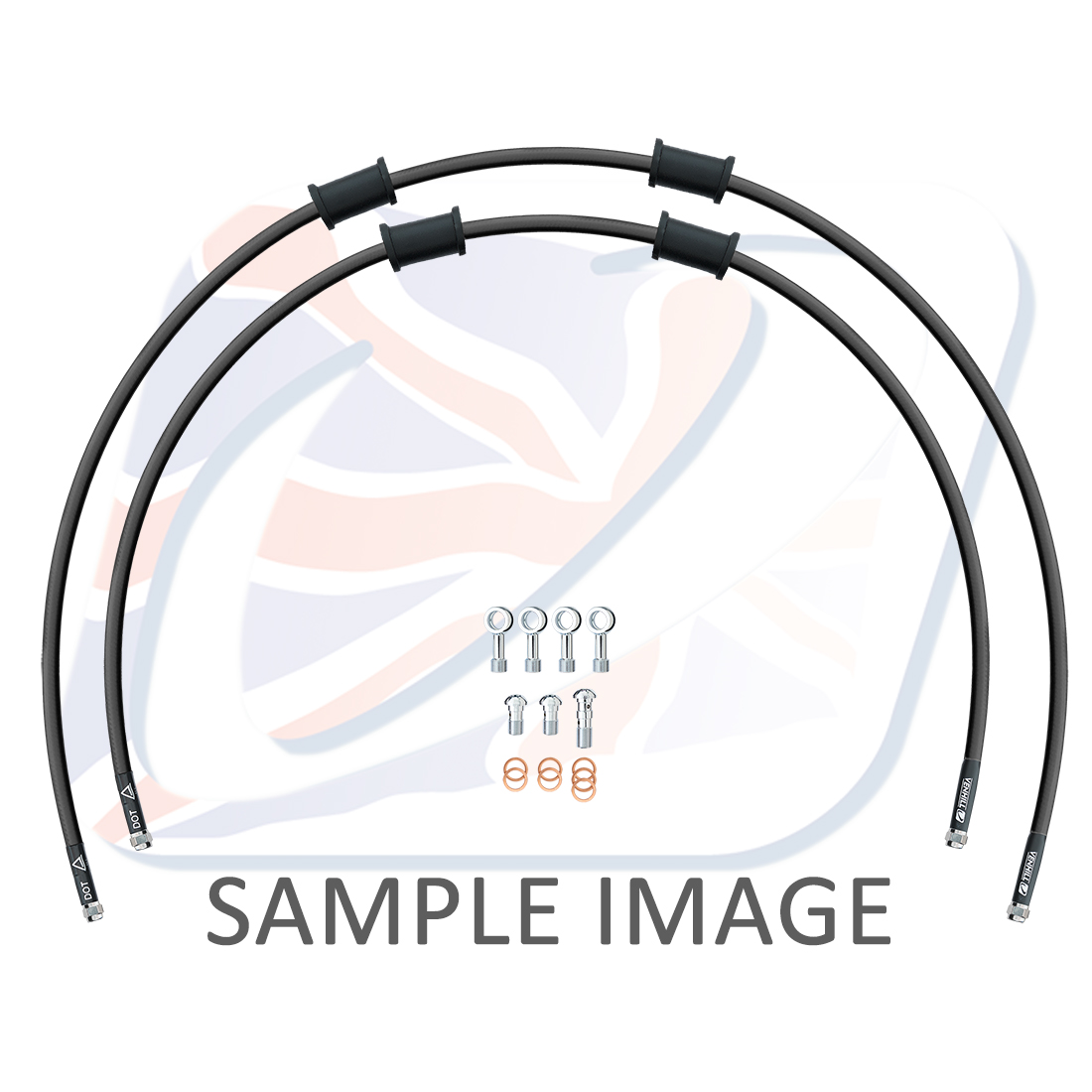 Rear brake hose kit Venhill POWERHOSEPLUS YAM-10031R-BK (2 hoses in kit) Black hoses, chromed fittings