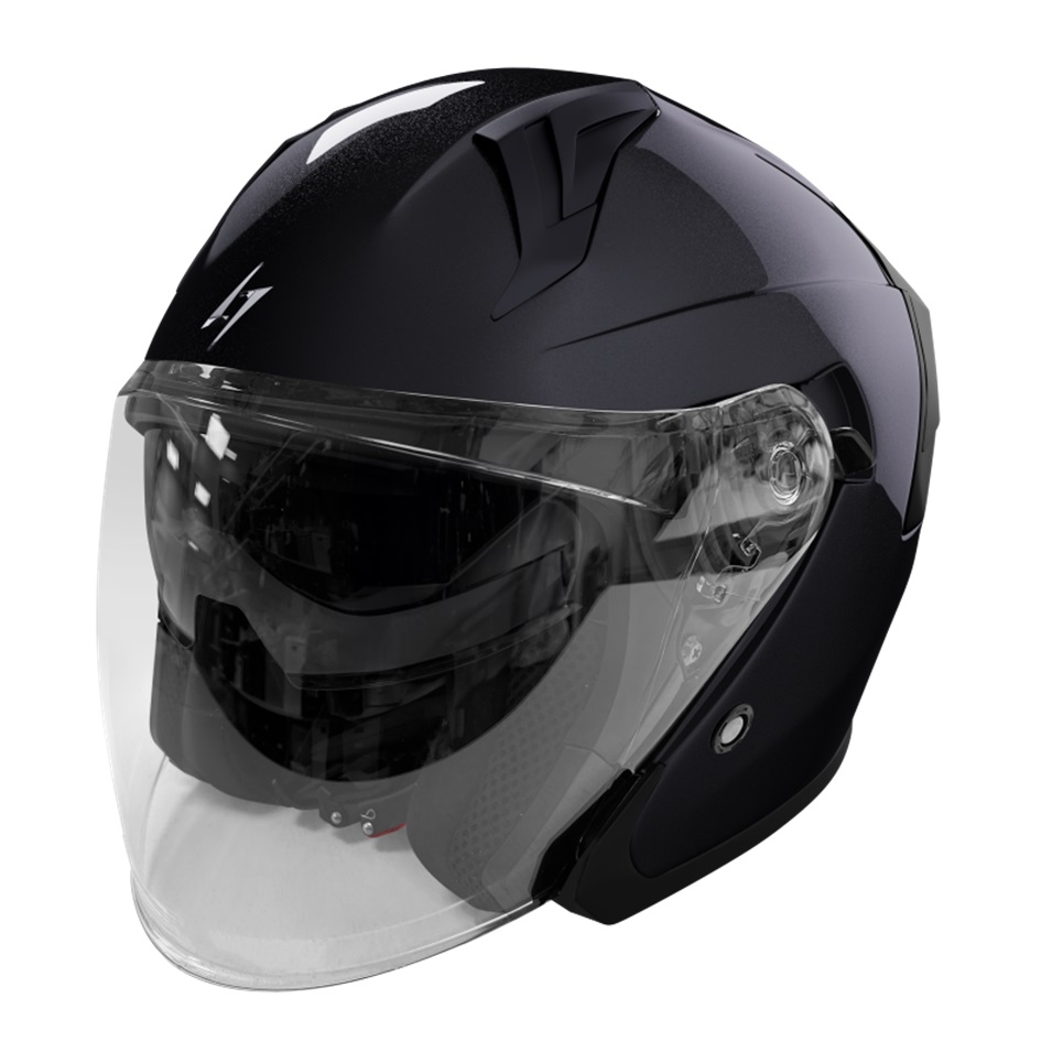 Open face helmet STORMER RUN black pearly XS