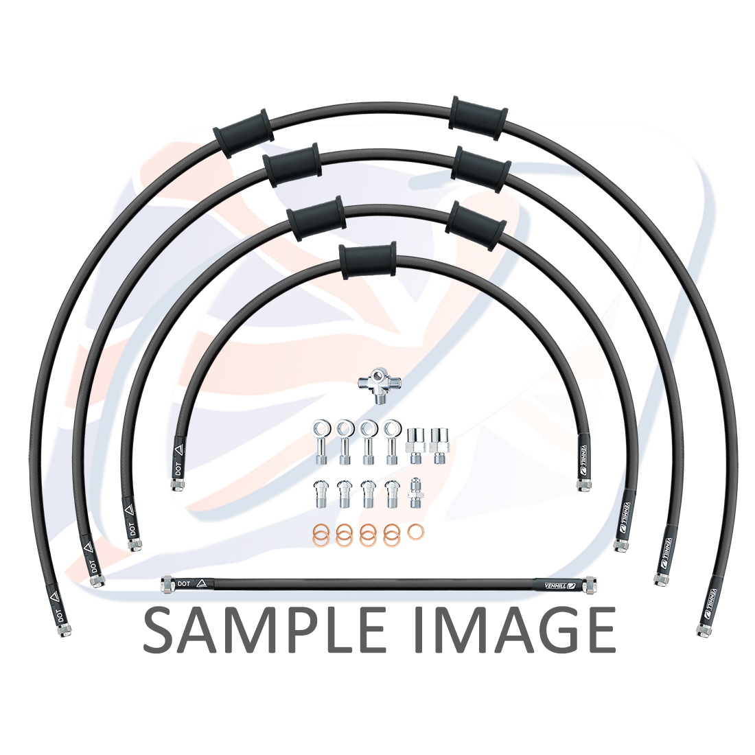 STANDARD Front brake hose kit Venhill POWERHOSEPLUS YAM-10031F-BK (5 hoses in kit) Black hoses, chromed fittings