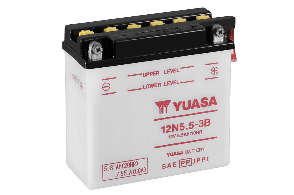 Conventional 12V battery with acid YUASA 12N5.5-3B
