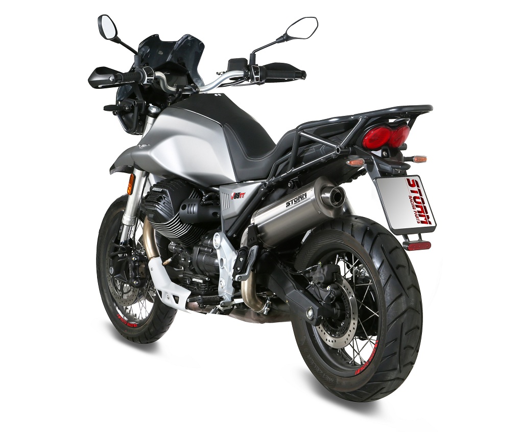 Silencer STORM OVAL M.013.LX2B Black Stainless Steel for MOTO GUZZI V 85 TT 850 / Travel 2019-2024