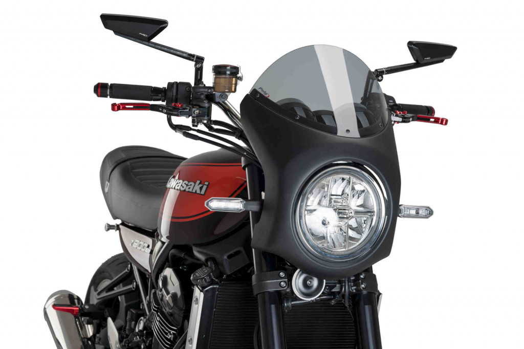 Windshield PUIG SEMI-FAIRING 9595H matt black smoke