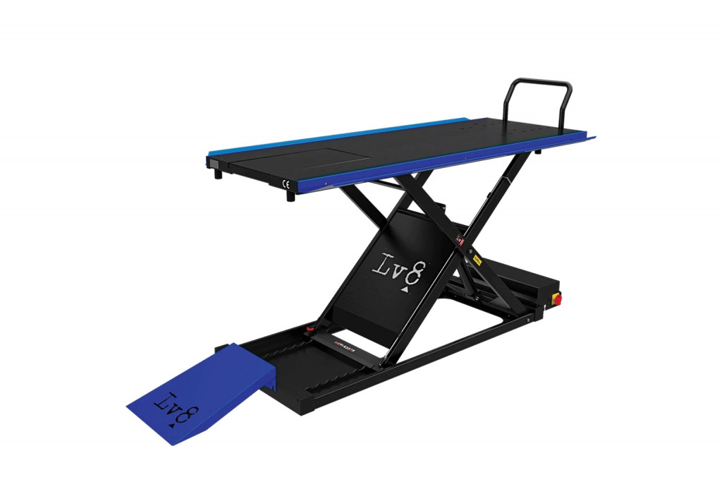 Motorcycle lift LV8 GOLDRAKE 800HC FLOOR VERSION EG800HCE.B with electro-hydraulic unit (black and blue RAL 5005)