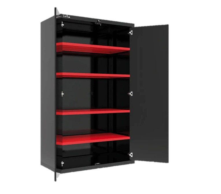 2 doors closet with key lock and 4 adjustable shelves LV8 EQA2A Crni
