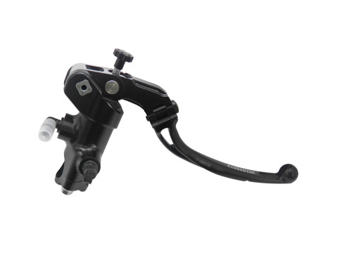 Radial brake master cylinder ACCOSSATO CL022 PRS 19 x 17-18-19 with black anodyzed body and  gold Revolution lever (nut+lever)