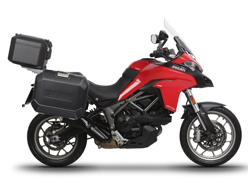 Set aluminijastih kofera sa nosači i pločo SHAD TERRA BLACK, 48L stražnji kofer in 36L bočni koferi SHAD DUCATI MULTISTRADA 950 / 1200 / 1260