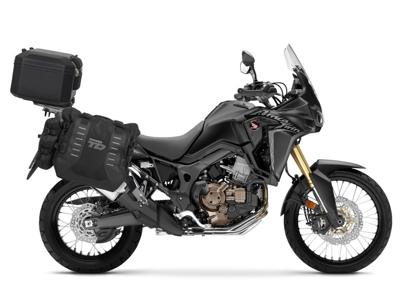 Complete set of SHAD TERRA TR40 adventure saddlebags and SHAD TERRA BLACK aluminium 48L topcase, including mounting kit SHAD HONDA CRF 1000 Africa Twin