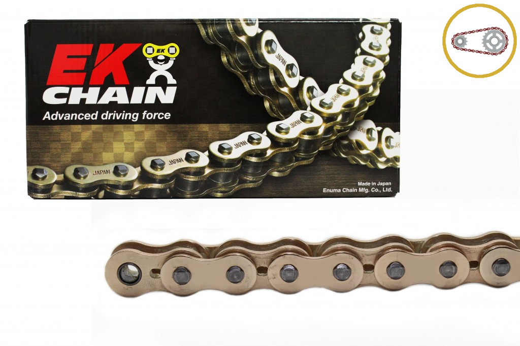 Chain kit EK - Zlat chain 525 ZVX, X-ring (X, NX, QX, XS), CHK front sprocket JT, CHK aluminium CHK rear sprocket JT for DUCATI 998 S 2002