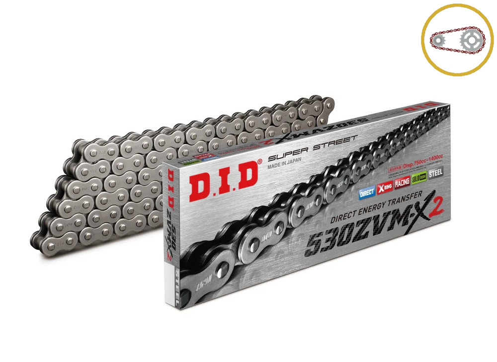 Chain kit D.I.D Chain - Silver chain 530 ZVM-X, X-ring (X, NX, QX, XS), CHK front sprocket JT CHK rubber cushioned, CHK rear sprocket JT for HONDA CB-X4 1300 1997-1999
