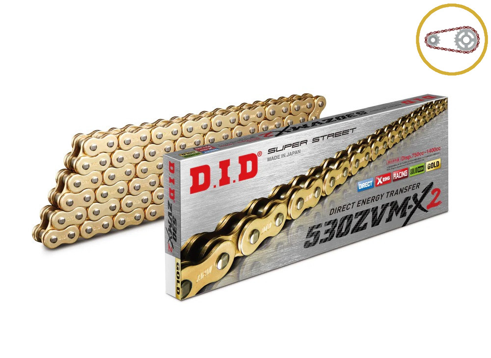 Chain kit D.I.D Chain - Zlat chain 530 ZVM-X, X-ring (X, NX, QX, XS), CHK front sprocket JT CHK rubber cushioned, CHK rear sprocket SUPERSPROX for SUZUKI GSX 1300 B-King  2008-2012