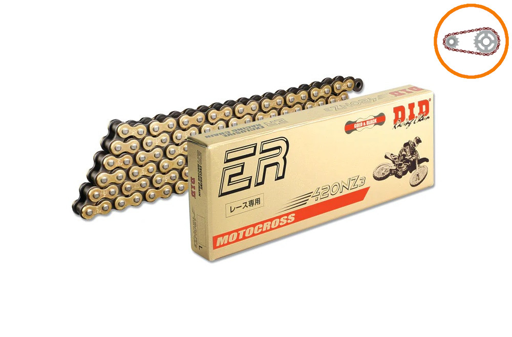 Chain kit D.I.D Chain - Zlat chain 420 NZ, Non-sealed, CHK front sprocket SUPERSPROX, CHK rear sprocket SUPERSPROX for HONDA XR 70 R 1997-1999