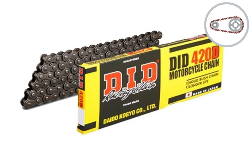 Chain kit D.I.D Chain - Silver chain 420 D, Non-sealed, CHK front sprocket SUPERSPROX, CHK rear sprocket SUPERSPROX for SUZUKI DR-Z 110 2003-2005