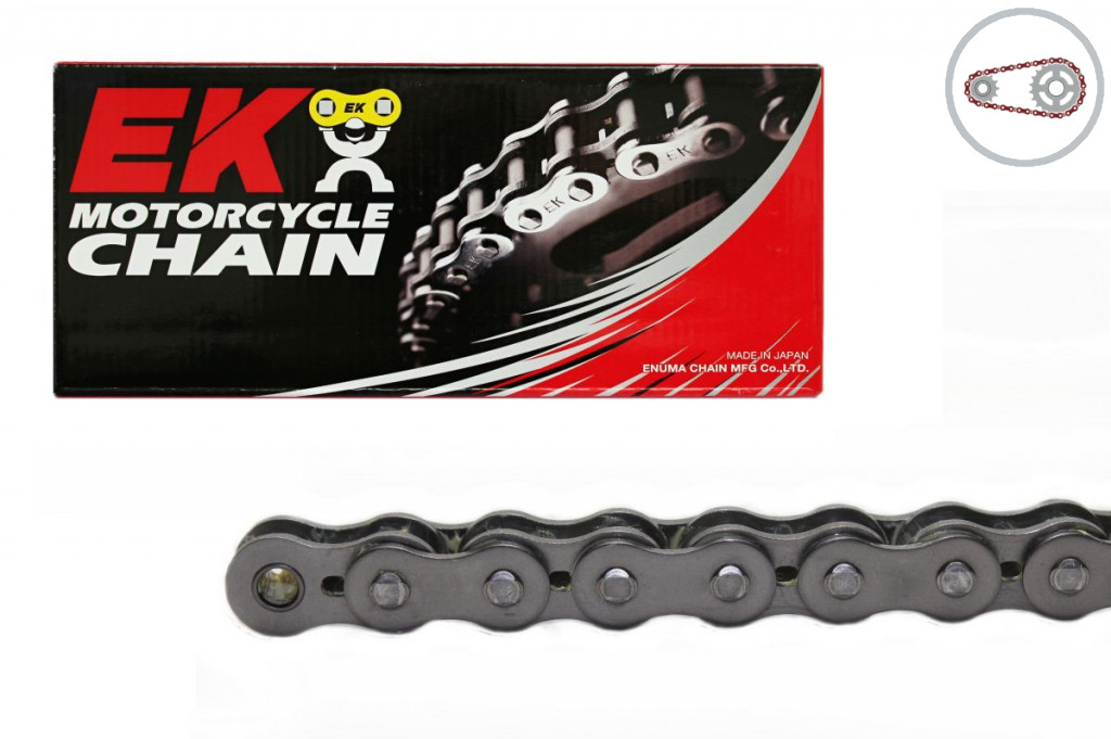 Chain kit EK - Silver chain 428 DEH, Non-sealed, CHK front sprocket SUPERSPROX, CHK rear sprocket SUPERSPROX for SUZUKI DR 125 SM 2008-2013
