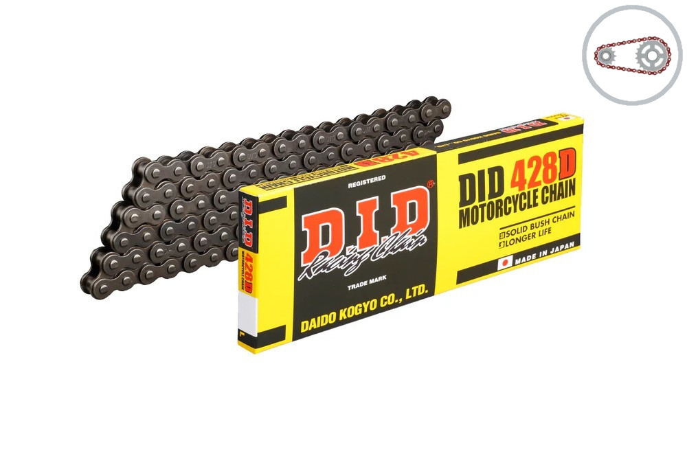 Chain kit D.I.D Chain - Silver chain 428 D, Non-sealed, CHK front sprocket SUPERSPROX, CHK rear sprocket JT for BENELLI BN 125 2017-2024