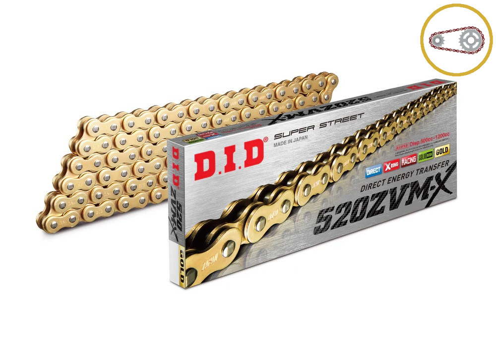 Chain kit D.I.D Chain - Zlat chain 520 ZVM-X, X-ring (X, NX, QX, XS), CHK front sprocket SUPERSPROX, CHK rear sprocket SUPERSPROX STEALTH for HUSABERG FE 501 (2013 >) 2013-2014