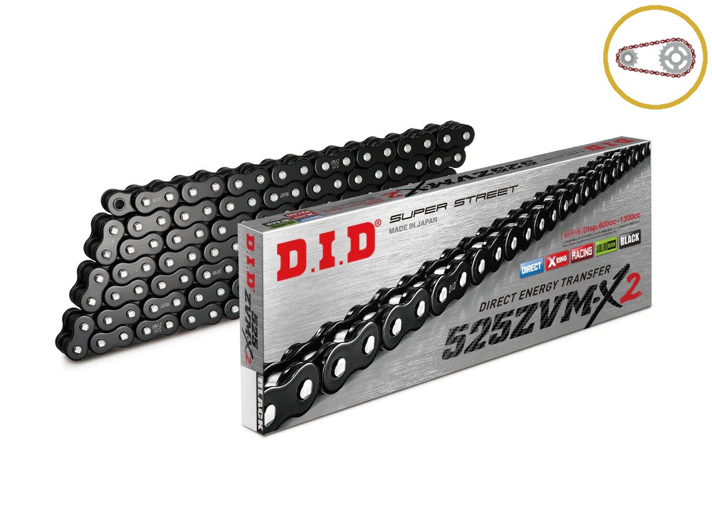 Chain kit D.I.D Chain - Silver chain 525 ZVM-X, X-ring (X, NX, QX, XS), CHK front sprocket SUPERSPROX, CHK rear sprocket SUPERSPROX for HONDA CRF 1100 L Africa Twin 2020-2026