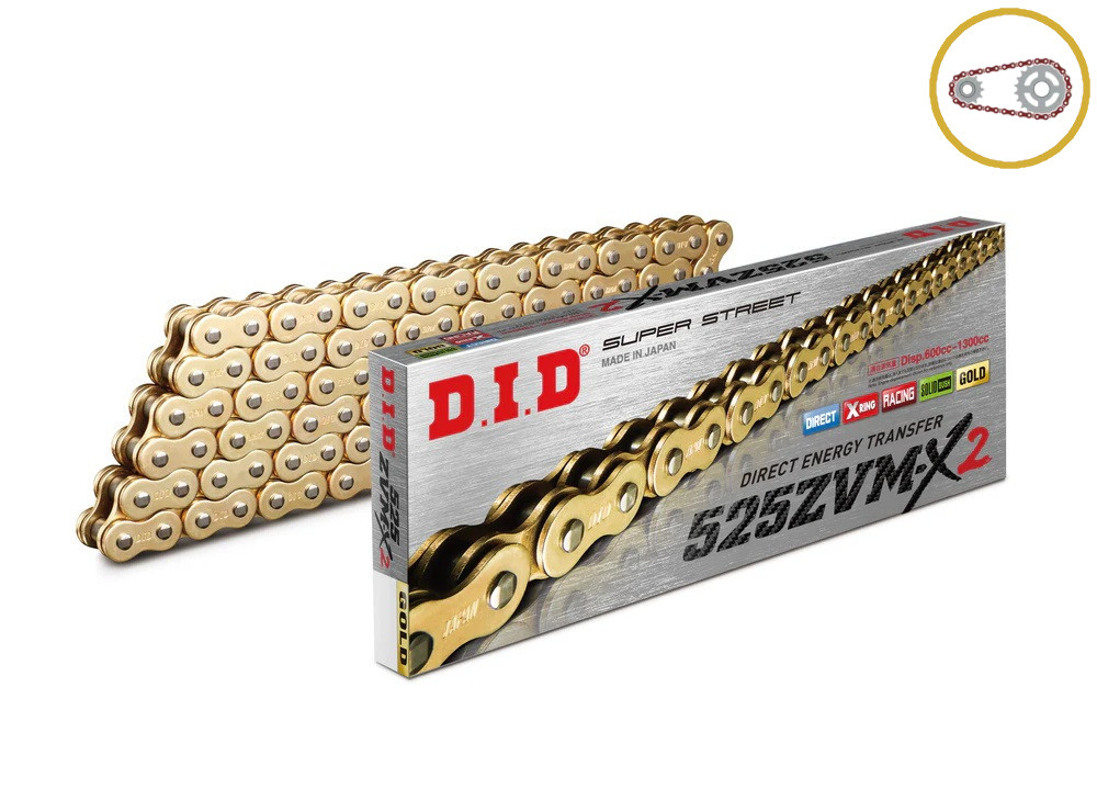 Chain kit D.I.D Chain - Zlat chain 525 ZVM-X, X-ring (X, NX, QX, XS), CHK front sprocket SUPERSPROX, CHK rear sprocket SUPERSPROX STEALTH for HONDA NT 1100 2022-2025