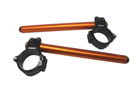 Aluminium-forged clip-ons ACCOSSATO CP003 with metal clamp composed of 2 half-rings 10 degrees inclination,orange