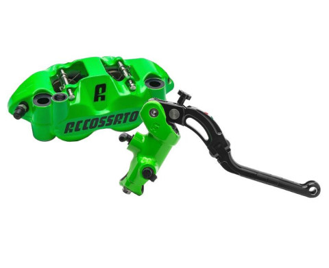 Accossato Kit: Painted Brake Master Cylinder 16x16 (CY044) + Painted Couple of Brake Calipers Distance 108 With ST Brake Pads (PZ004) ACCOSSATO ZY044 green