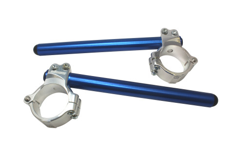 Aluminium-forged clip-ons ACCOSSATO CP003 with metal clamp composed of 2 half-rings 10 degrees inclination, blue
