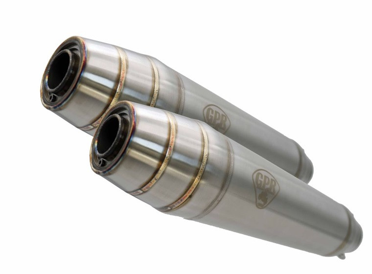 Dual universal silencer kit GPR DEEPTONE CAFE.18.DE Brushed Stainless steel without link pipes