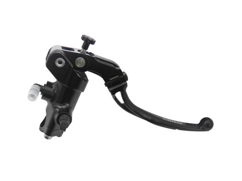 Radial brake master cylinder ACCOSSATO CL035 19x20 with black anodyzed body and folding silver lever (nut+lever)