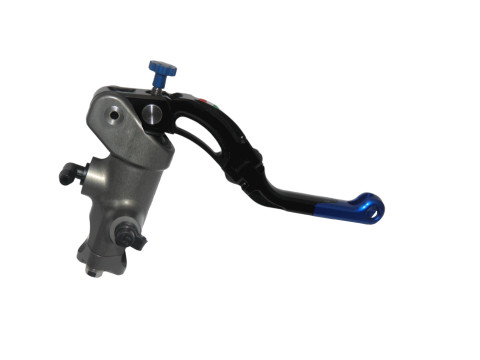 Radial brake master cylinder ACCOSSATO CY006 CNC-worked 16x18 with Revolution lever, blue