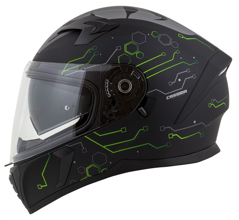 Full face helmet CASSIDA INTEGRAL 3.0 HACK matt black /green XS