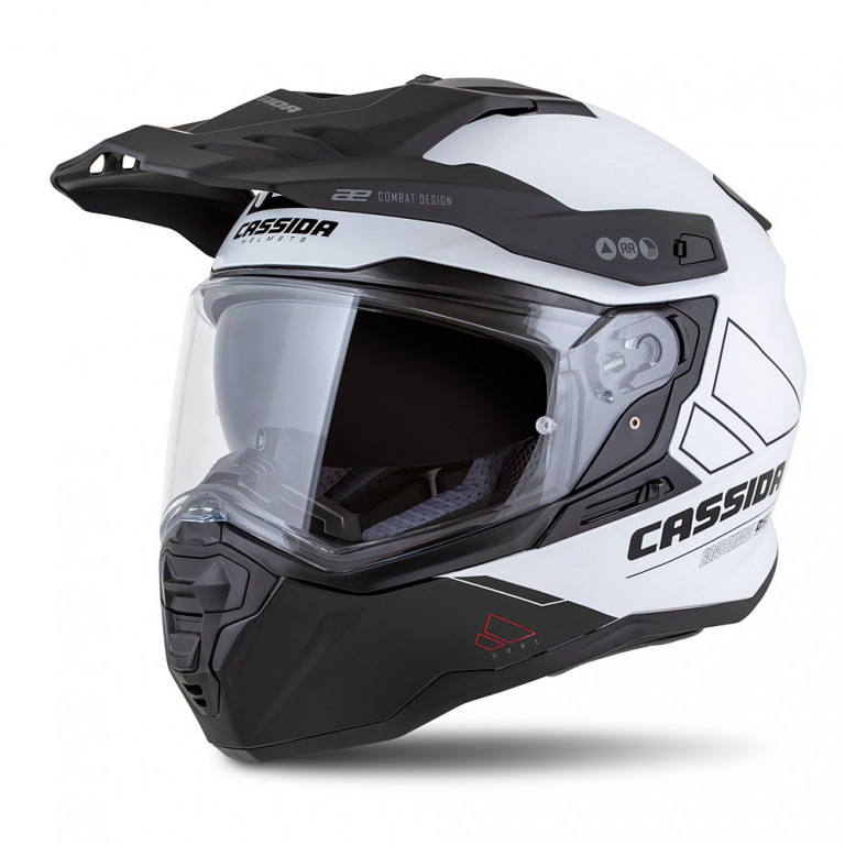 Motocross Helmet CASSIDA ROAD RUNNER DUAL white/ black/ black matt peak XS