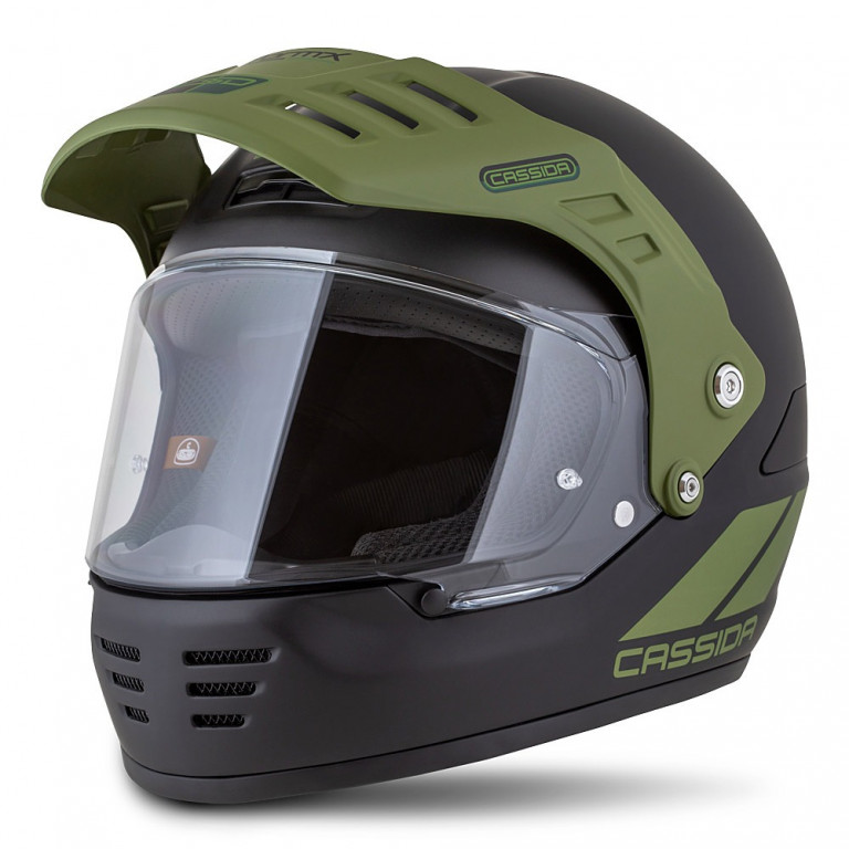 Motocross Helmet CASSIDA FORMX FLATOUT black matt/ green/ green matt peak XS