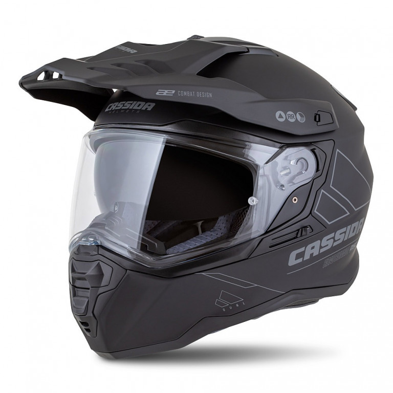 Motocross Helmet CASSIDA ROAD RUNNER DUAL black matt/ dark grey/ black matt peak XS