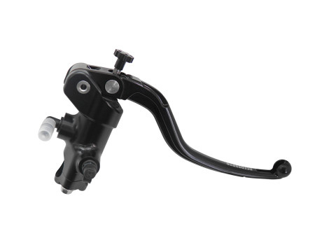 Radial brake master cylinder ACCOSSATO CL039 19x19 with black anodyzed body and fixed red lever (nut+lever)