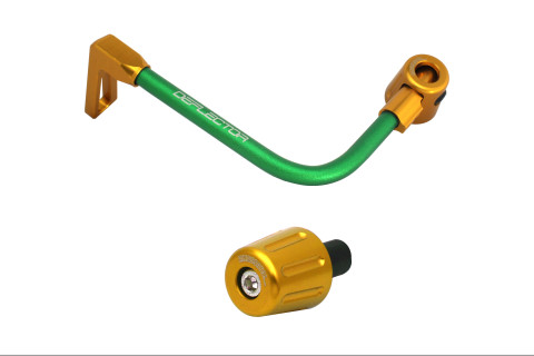 Lever guard in aluminium + right end ACCOSSATO DE005 with green hose and joint left