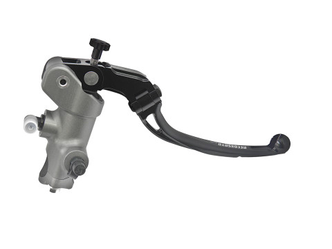 Radial brake master cylinder ACCOSSATO CL063 14x19 with black anodyzed body and folding blue lever (nut+lever)