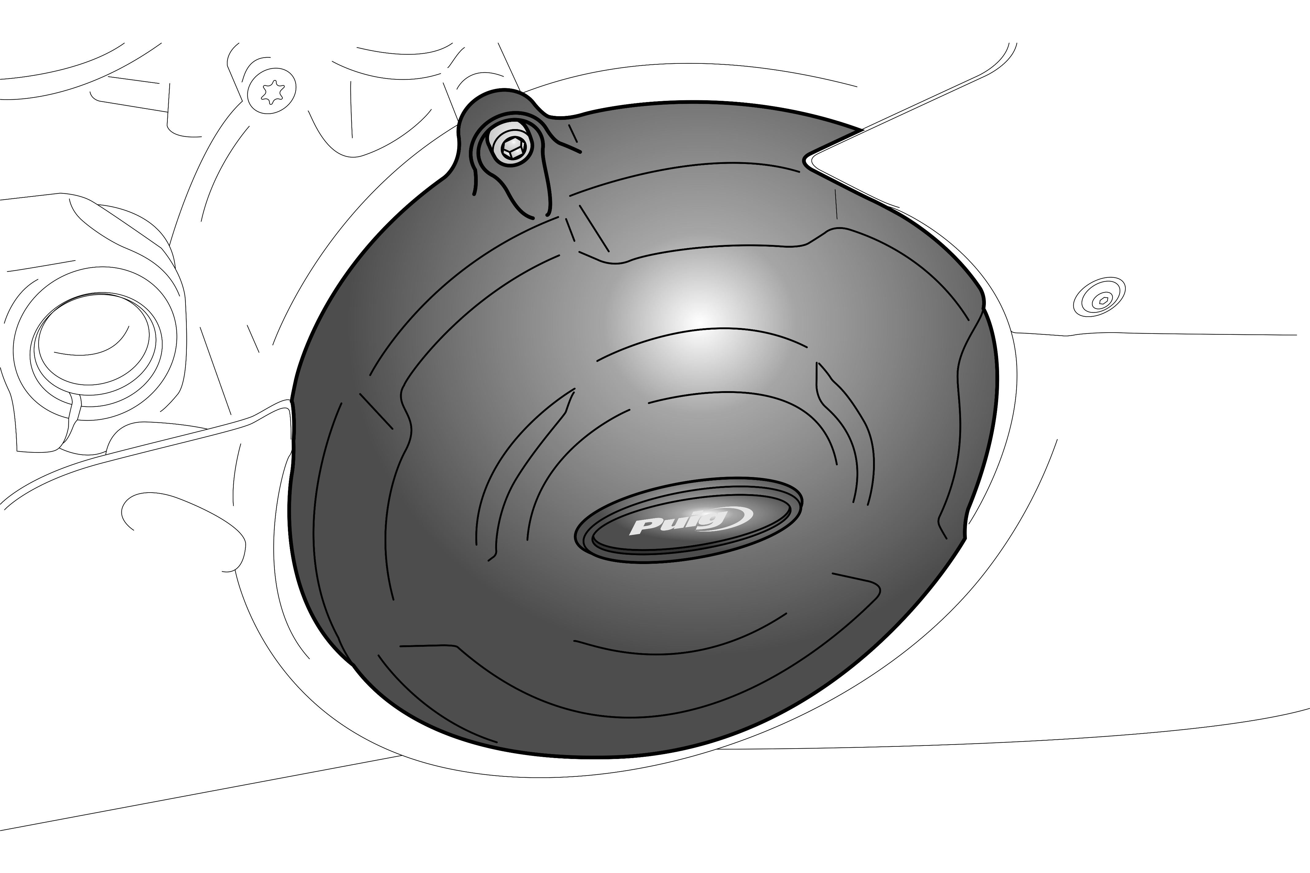 Engine protective covers PUIG 20169N Crni included right, left and alternator caps