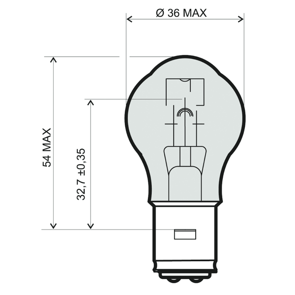 Lamp RMS 246510321 12V 45/40W BA20D - white