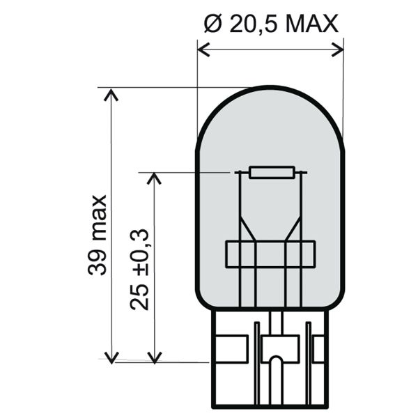 Bulb RMS 246510381 12V 21W T20 white
