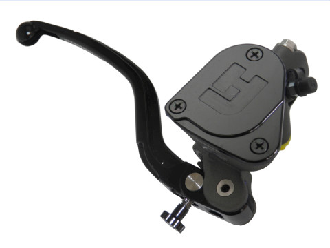 Radial brake master cylinder ACCOSSATO PK039 19 x 19 with integrated fluid reservoir and gold fixed lever (nut+lever)