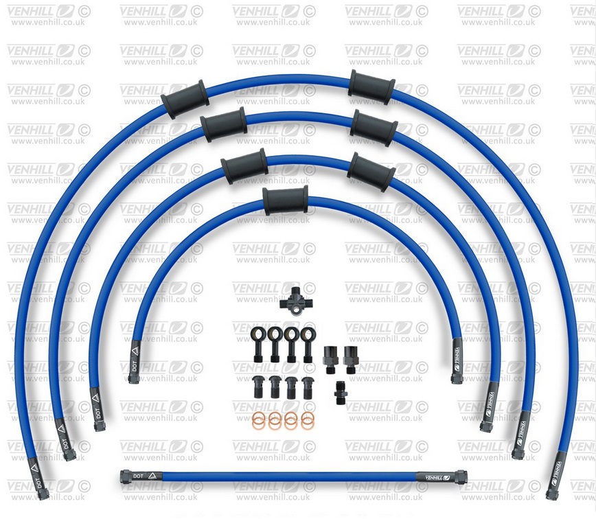 STANDARD Front brake hose kit Venhill POWERHOSEPLUS SUZ-10001FB-SB (5 hoses in kit) Solid blue hoses, black fittings
