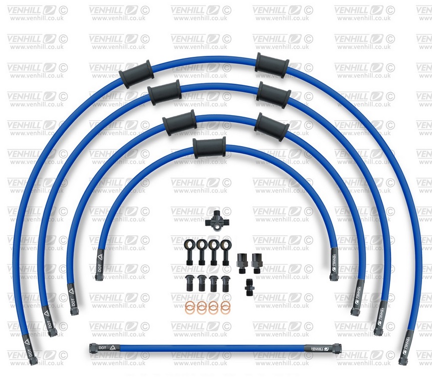 STANDARD Front brake hose kit Venhill POWERHOSEPLUS SUZ-2005FS-SB (5 hoses in kit) Solid blue hoses, stainless steel fittings