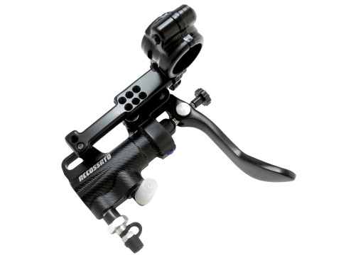 Thumb brake master cylinder ACCOSSATO BP012 piston diam. 13.5 mm with bent lever and bracket included