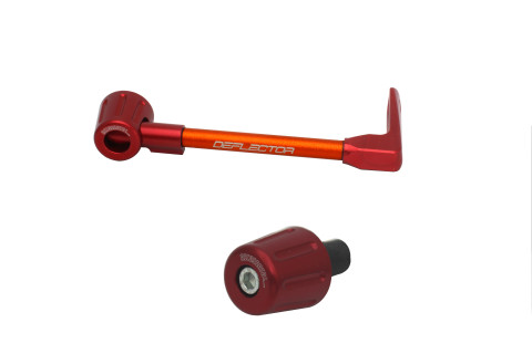 Lever guard in aluminium + left end ACCOSSATO DE004 with orange hose and joint right
