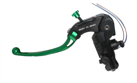 Clutch master cylinder ready to brake ACCOSSATO CY099 16x18 with green folding lever (nut + lever)