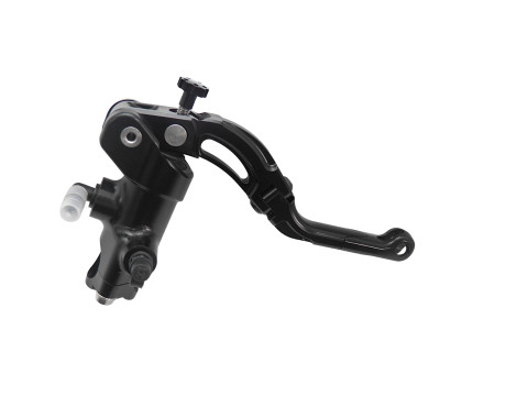 Radial brake master cylinder ACCOSSATO CL056 16x18 with black anodyzed body and  black revolution lever (nut+lever)